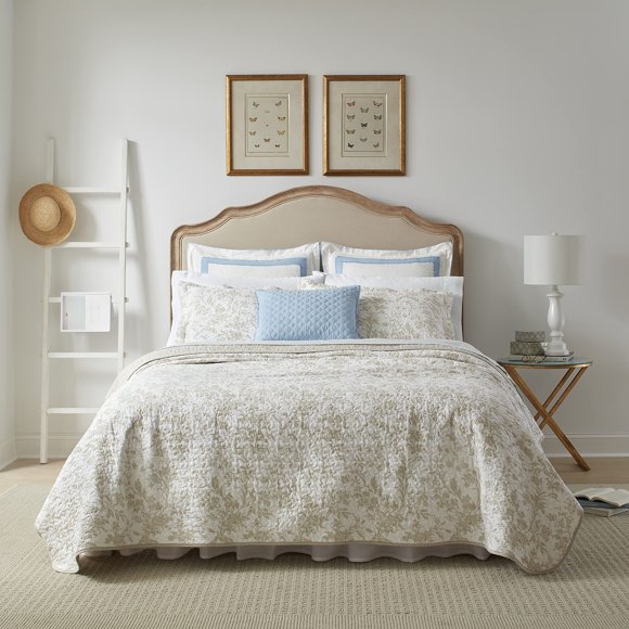 Juego de colcha Laura Ashley Home Amberley Biscuit Cotton Twin