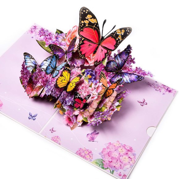 Tarjeta de Felicitación Joyvine 3D Desplegable de Mariposa y Flor