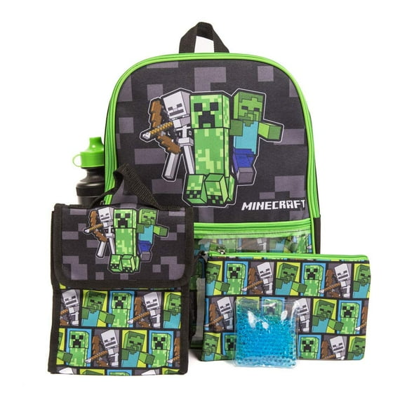 Set de mochilas RALME Minecraft con lonchera 40 cm 16 pulgadas 5 piezas