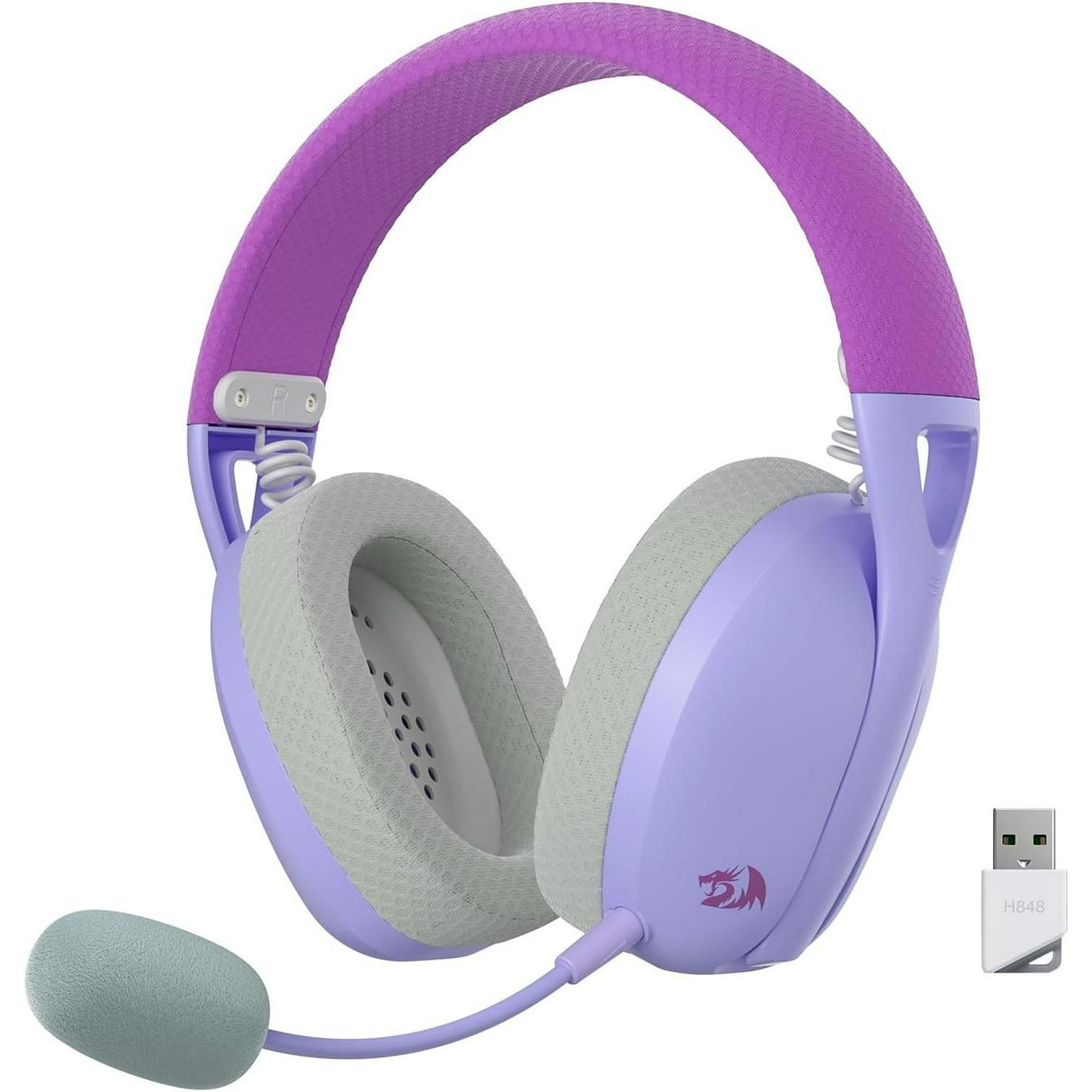Redragon H848 Purpura Bluetooth, Microfono Desmontable Lila Tamaño Unico