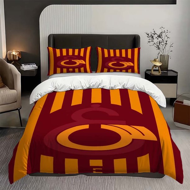 3pcs Reddish Brown Orange Abstract Striped Pattern Bedding Set Duvet Cover and Pillowcase Set Soft and Comfortable for All Seasons