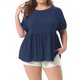 thumbnail image 1 of Agnes Orinda Blusas de Mujer Tallas Grandes Babydoll Textura Cuello Redondo Manga Corta Verano Casual Flowy 3X Azul Marino, 1 of 8
