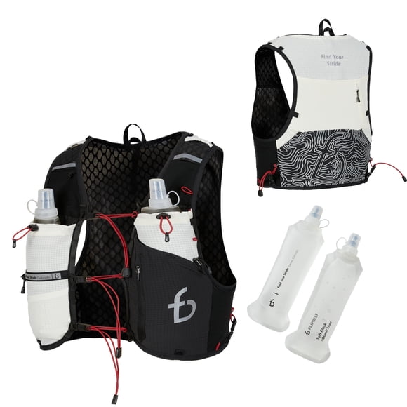 Chaleco de hidratación FlipBelt Tahoe negro talla L con 2 frascos de 500 ml