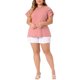 thumbnail image 4 of Agnes Orinda Tops de Escuela Universitaria para Mujer de Talla Grande con Panel de Encaje y Mangas Cortas Huecas Blusas Sólidas de Verano 3X Rosa, 4 of 8