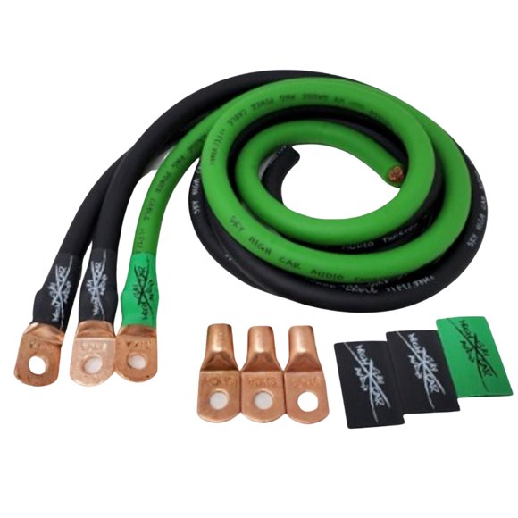 Kit de cableado eléctrico Sky High, sobredimensionado, calibre 1/0 AWG Big 3 Upgrade, verde/negro