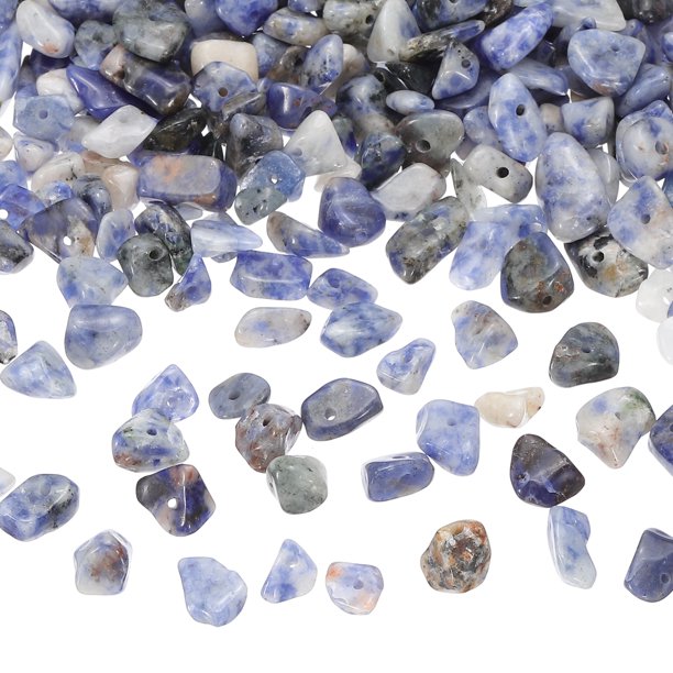 Uxcell Cuentas de Piedra Chip, 350Pcs Cristales de Piedras Preciosas Irregulares Cuentas Sueltas para Hacer Joyas DIY, Azul Blanco