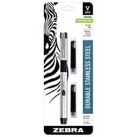 Zebra Pen - Pluma Estilográfica Zebra V-301 Acero Inoxidable 0.7 Mm Negra