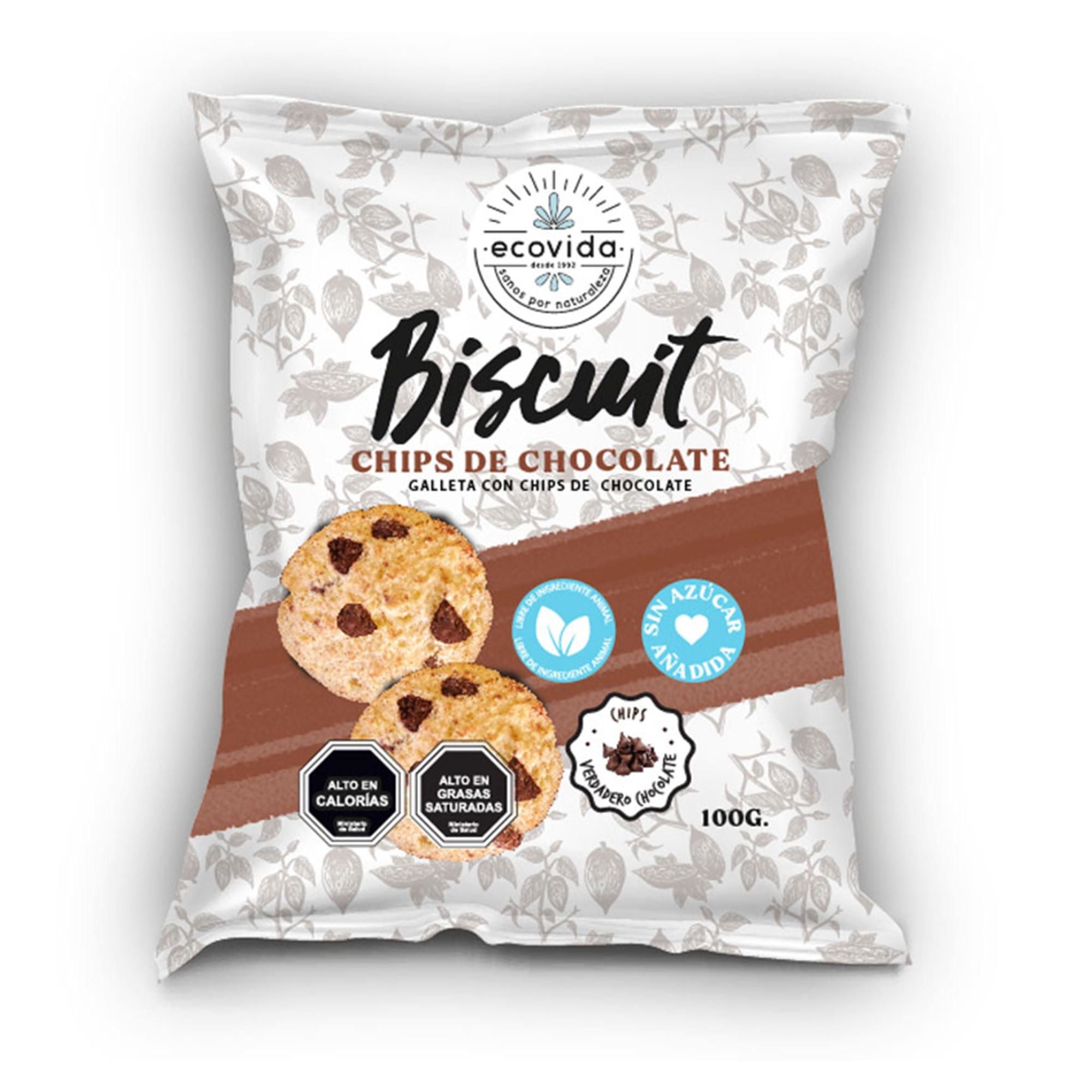 Galletas Integrales Biscuit Chips Chocolate Sin Azúcar 100 g Ecovida