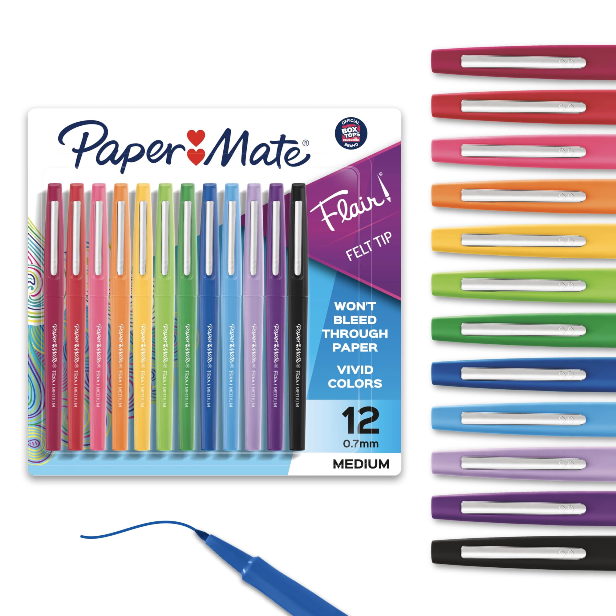 Marcadores De Punta Fina Paper Mate Flair Medianos 0.7mm 12 Colores