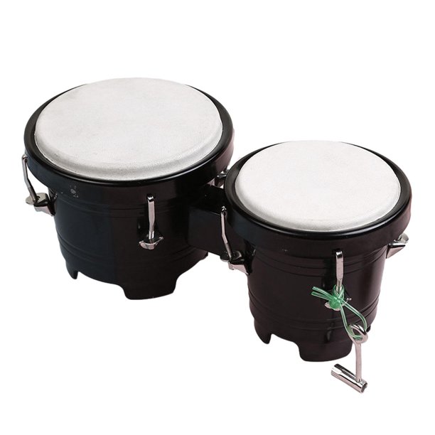 Juego de batería Bongos de percusión de 4 "y 5", instrumento de percusión, instrumentos musicales educativos de tambor africano para niños y adultos, , negro