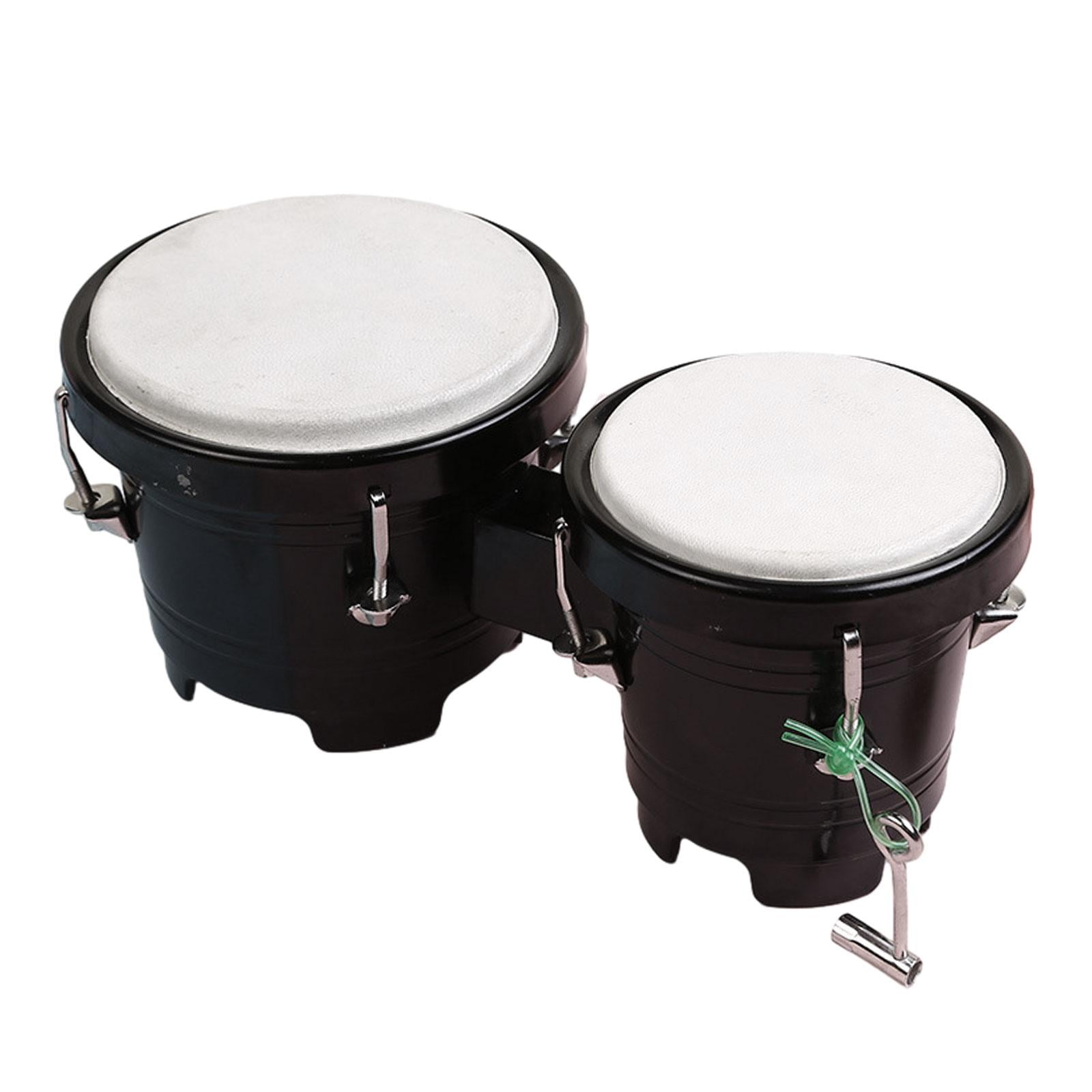 Magideal - Juego De Batería Bongos De Percusión De 4 "y 5", Instrumento De Percusión, Instrumentos Musicales Educativos De Tambor Africano Para Niños Y Adultos, , Negro