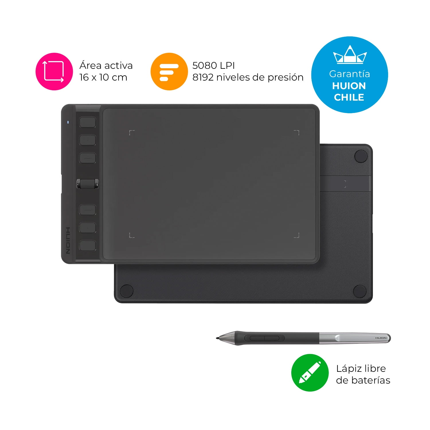 Huion - Tableta Gráfica Digitalizadora Inspiroy 2 S Black Con Scroller