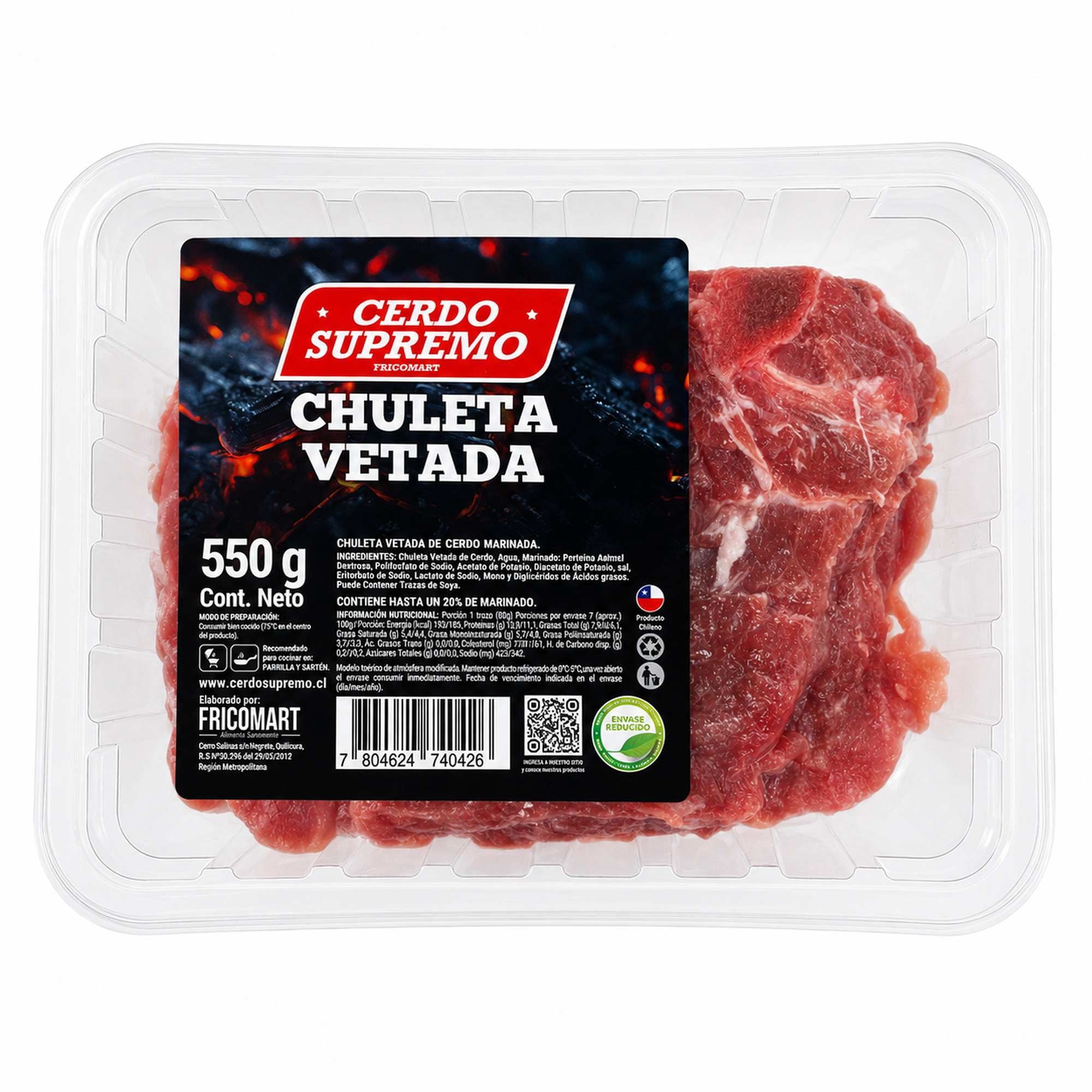 Chuleta De Cerdo Vetada 550 g Cerdo Supremo