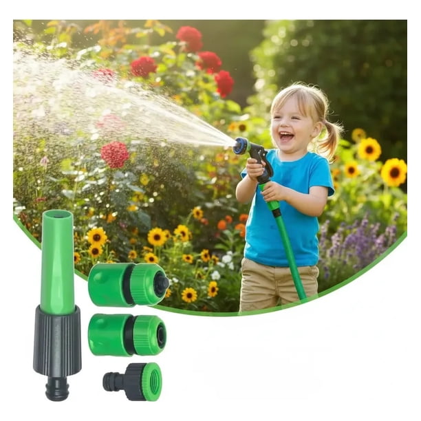 Kit Conectores Manguera Jardin Acoples Rapidos Juego 4 Piezas Boquilla Pulverizadora Regulable Para El Riego Agua Lavado Automovil Limpieza FIGOIMPORT