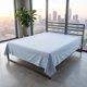 thumbnail image 2 of Sábana de gasa de algodón, sábana plana suave, ropa de cama acogedora para dormitorio azul claro 96x106in, 2 of 5