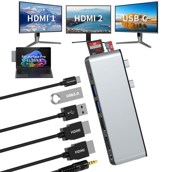 Hub USB‑C Rytaki Pro para Surface Pro 11/10/9/X con HDMI 4K