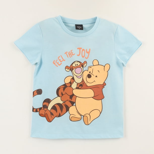 Polera Manga Corta Niña Celeste Winnie & Tiger Disney