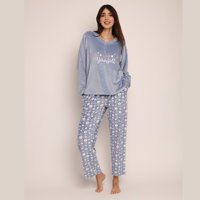 Mon Amour - Pijama Crystal Velvet Bordado Y Botones 261559 - S