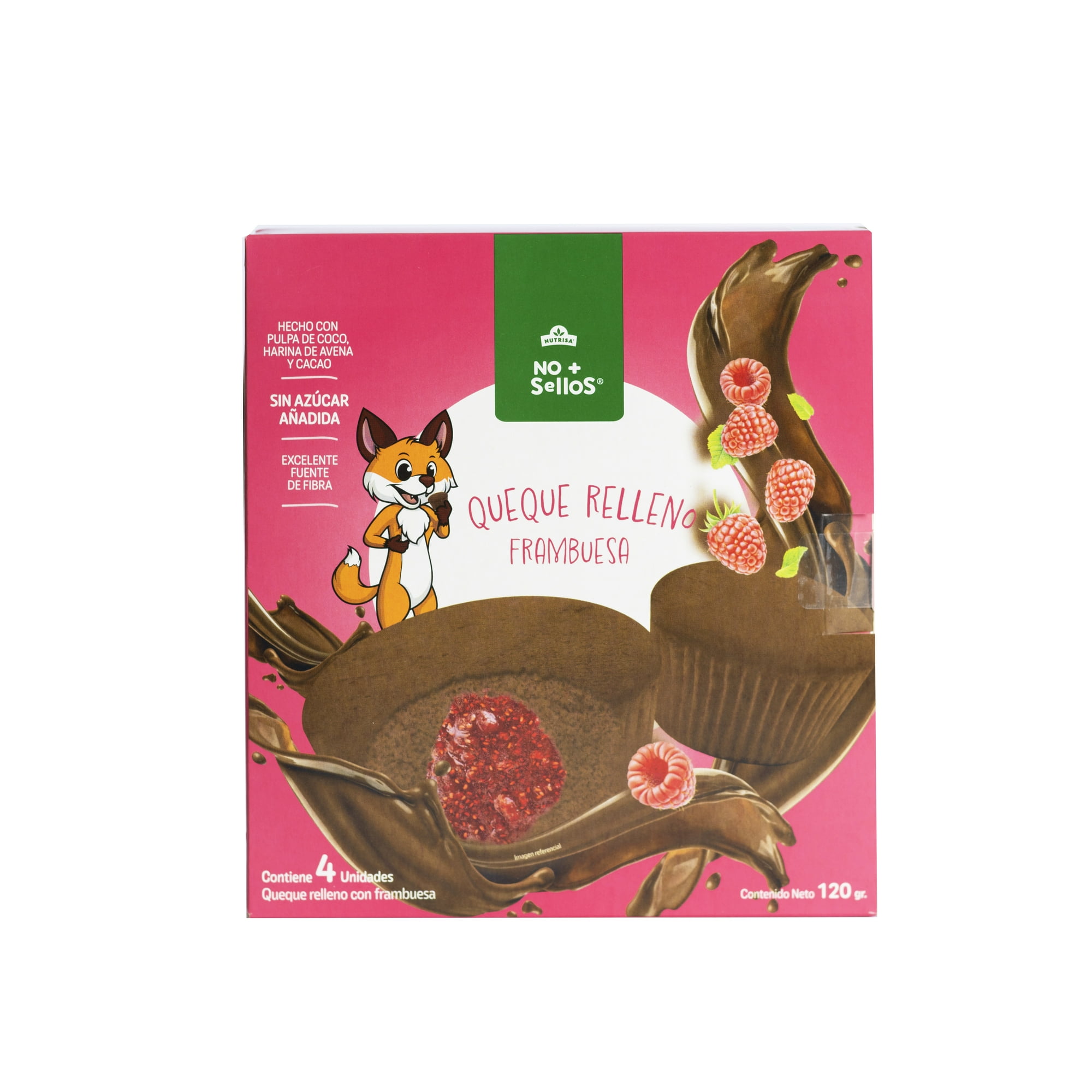 Queque Relleno Frambuesa 120 g No + Sellos