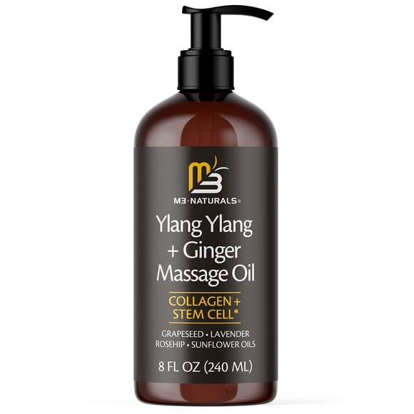 Aceite de masaje M3 Naturals Ylang Ylang + Jengibre con colágeno