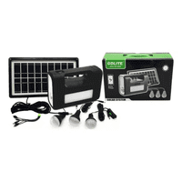 Genérico - Kit Emergencia Camping Solar 3 Ampolletas Linterna+Radio Mp3 Color Negro