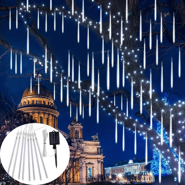 1pc Outdoor Solar Meteor Rain Lights, 8 Tubes 192LEDs/288LEDs Christmas Lights String Lights For Garden Tree Holiday Party Decorations