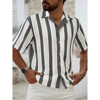 Likeshop - Camisa De Punto Hombre Manga Corta Tejida Hilo Moda Tendencia 0284