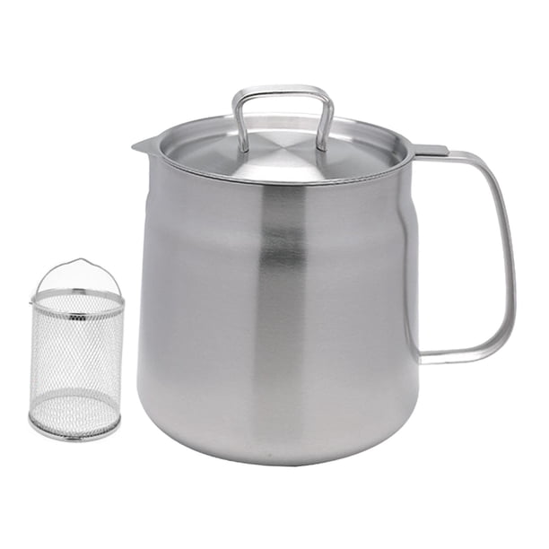 Contenedor De Grasa De Tocino, Filtro De Aceite De Acero Inoxidable, Colador De Aceite Doméstico, Olla De 1,5 L Con Cesta