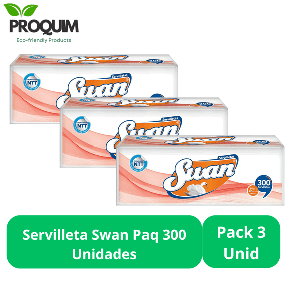 Servilletas Swan Paq 300 Unidades Pack 3 Unidades