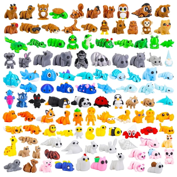 Mini animales impresos en 3D Zaviroxel, 150 piezas, paquete al mayoreo para niños
