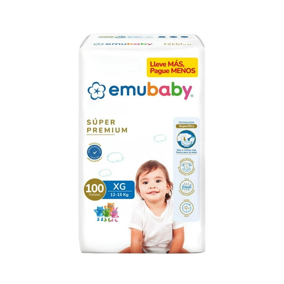 Pañales Emubaby Súper Premium XG, 100 Un