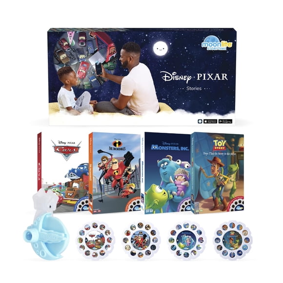 Miniproyector Storytime Moonlite Pixar con 4 historias para niños mayores de 1 año