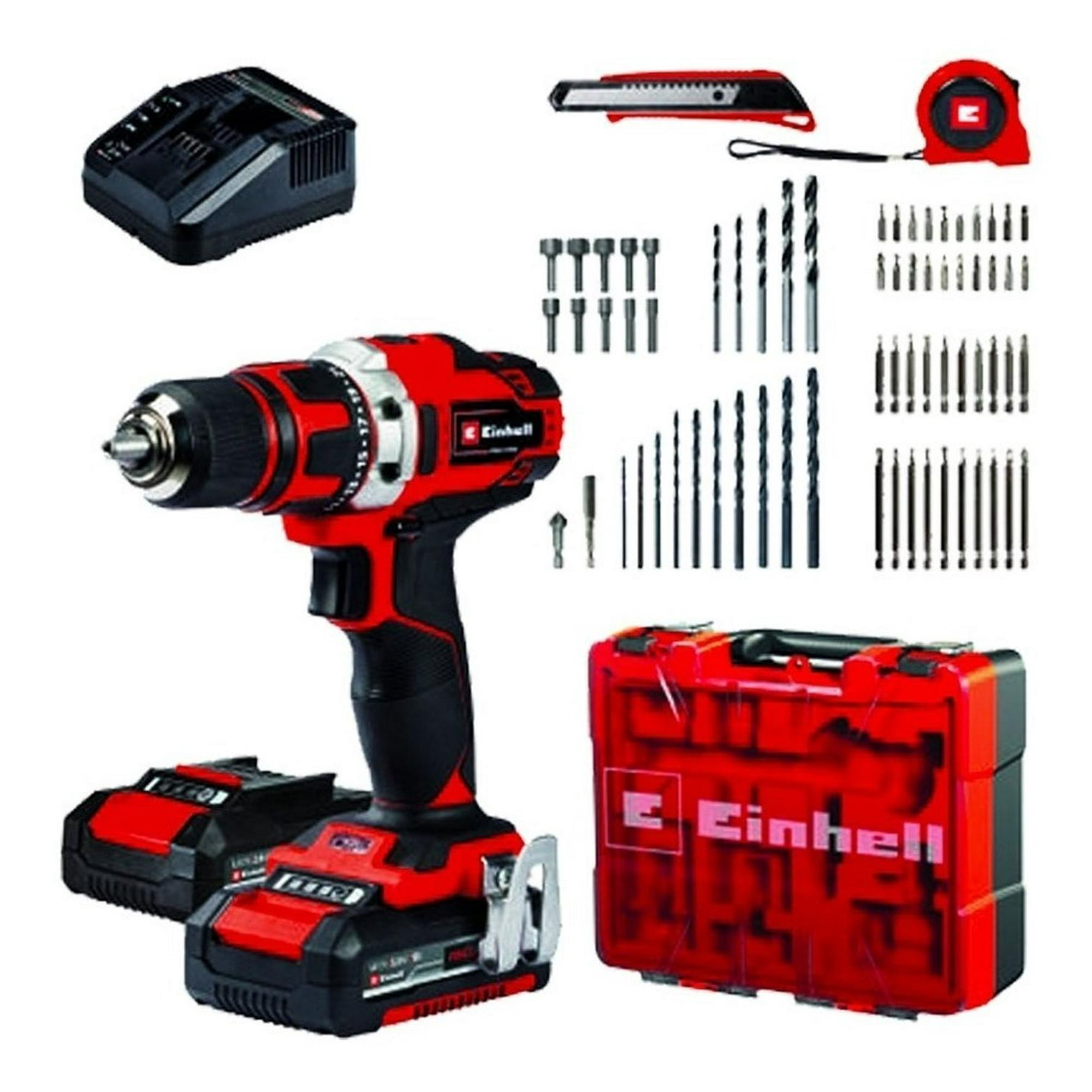 Kit Taladro Einhell Te-cd 18/40 Li Kit + 69 Accesorios Rojo