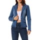 thumbnail image 1 of INSPIRE CHIC Chaqueta de Mezclilla Lavada de Manga Larga con Solapa y Botones para Mujer S Azul Medio, 1 of 7
