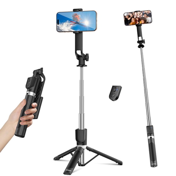Trípode extensible para selfies SENSYNE 53 con mando a distancia, color negro