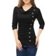 thumbnail image 4 of INSPIRE CHIC Top de Mujer con Cuello de Cisne de Manga Larga, Decoración de Botones, Frente Fruncido, Ajuste Regular, Pulóver Talla S Negro, 4 of 5