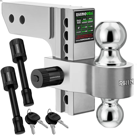 Trailer Hitch Rhino Usa, Receptor Ajustable De 2 Pulgadas, Plateado