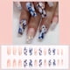 thumbnail image 2 of 24pcs Shiny Blue Marble Print Press On Nails with Golden Foil Design and Glossy Pink Glue - Full Cover Medium Coffin Ballet False Nails for Women and Girls, 2 of 2