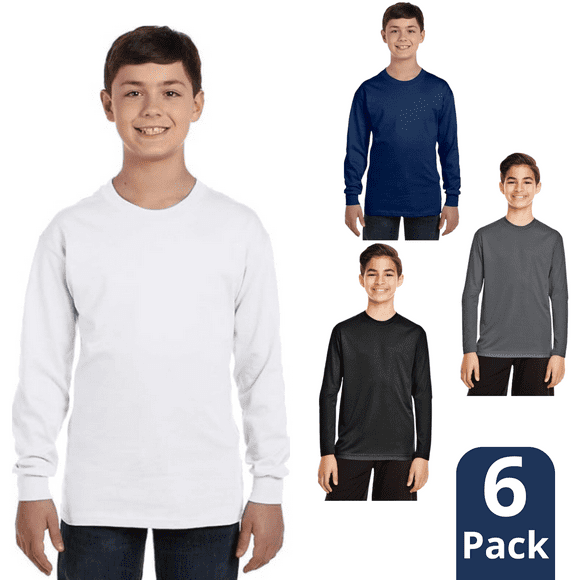 Pack 6 Camiseta Bambú Manga Larga Primera Capa Niño Polera Colores Surtidos