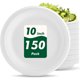 thumbnail image 1 of Paquete de 150 platos de papel compostables resistentes, 10 pulgadas, 1 of 3