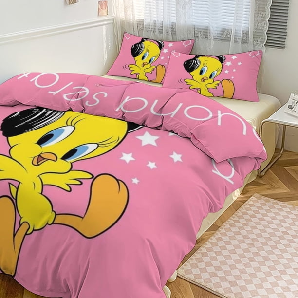 TweetyBird Print Bedding Set Pattern Duvet Cove Set 3 Pieces 1 Quilt Cover And 2 Pillowcases for Women Men Teens