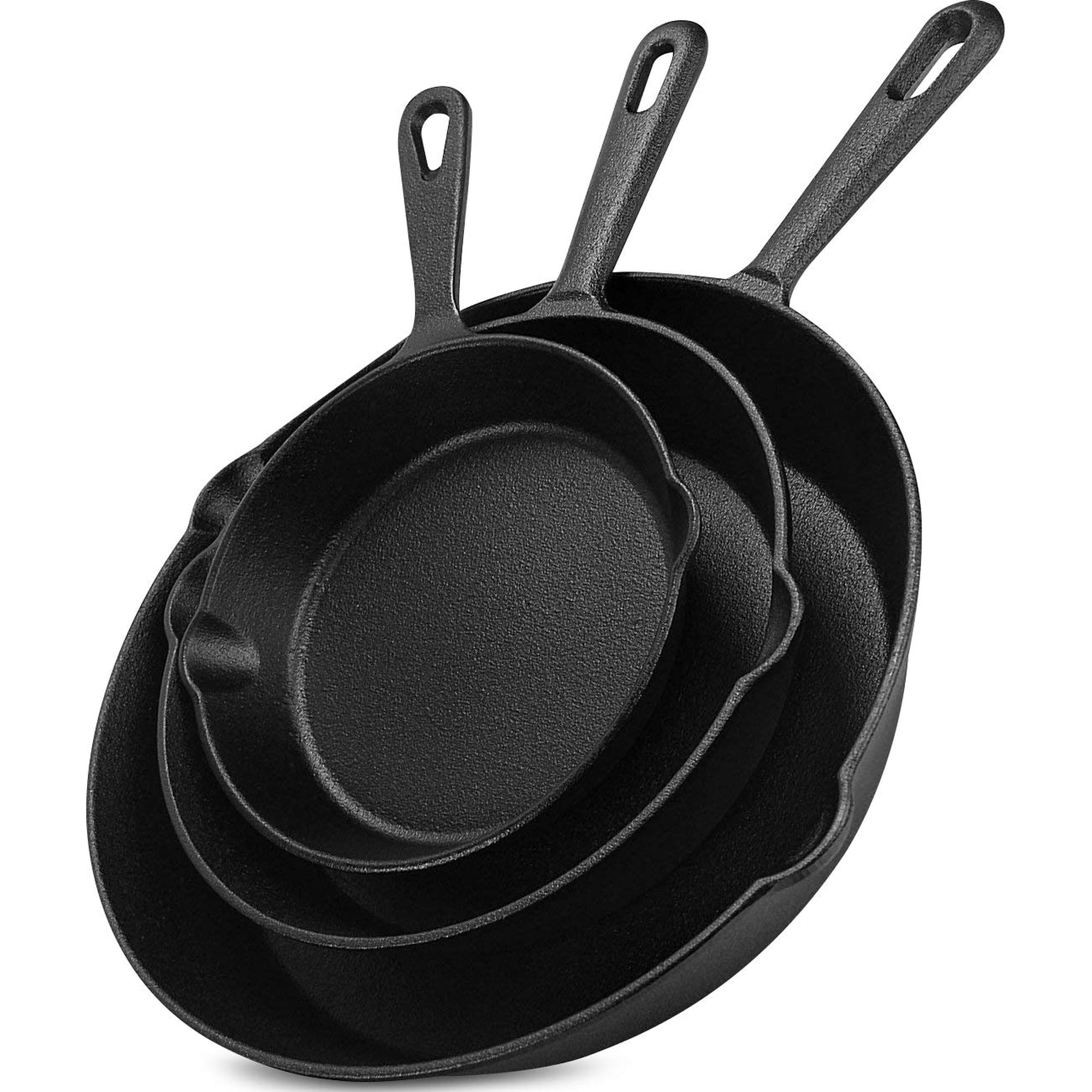 Juego De Sartenes De Hierro Fundido Utopia Kitchen, 3 Piezas, Previamente Sazonadas