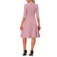 thumbnail image 3 of INSPIRE CHIC Vestido Vintage para Mujer Conjunto de Maestra de Regreso a Clases Vestido de Oficina de Línea A con Cuello Alto y Mangas 3/4 M Rosa, 3 of 6