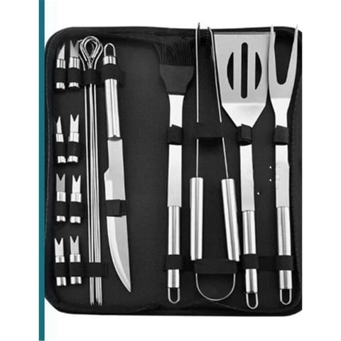 Xusx111 - Conjunto De Herramientas De Parrilla De 18 Piezas, Accesorios De Parrilla Y Herramientas De Parrilla, Utensilios De Acero Inoxidable Duraderos, Espátula, Lengüetas, Cepillo De Limpieza Y Más
