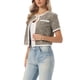 thumbnail image 4 of INSPIRE CHIC Chaqueta de punto de tweed para mujer de regreso a clases, manga corta, cuello redondo, cárdigan corto, caqui negro M, 4 of 6