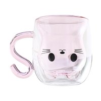 Bothyi - Taza De Doble Pared, Taza De Café Y Té De Animales Para Niños, Regalo De Cumpleaños Del Día De San Valentín, Mango De Gato Rosa