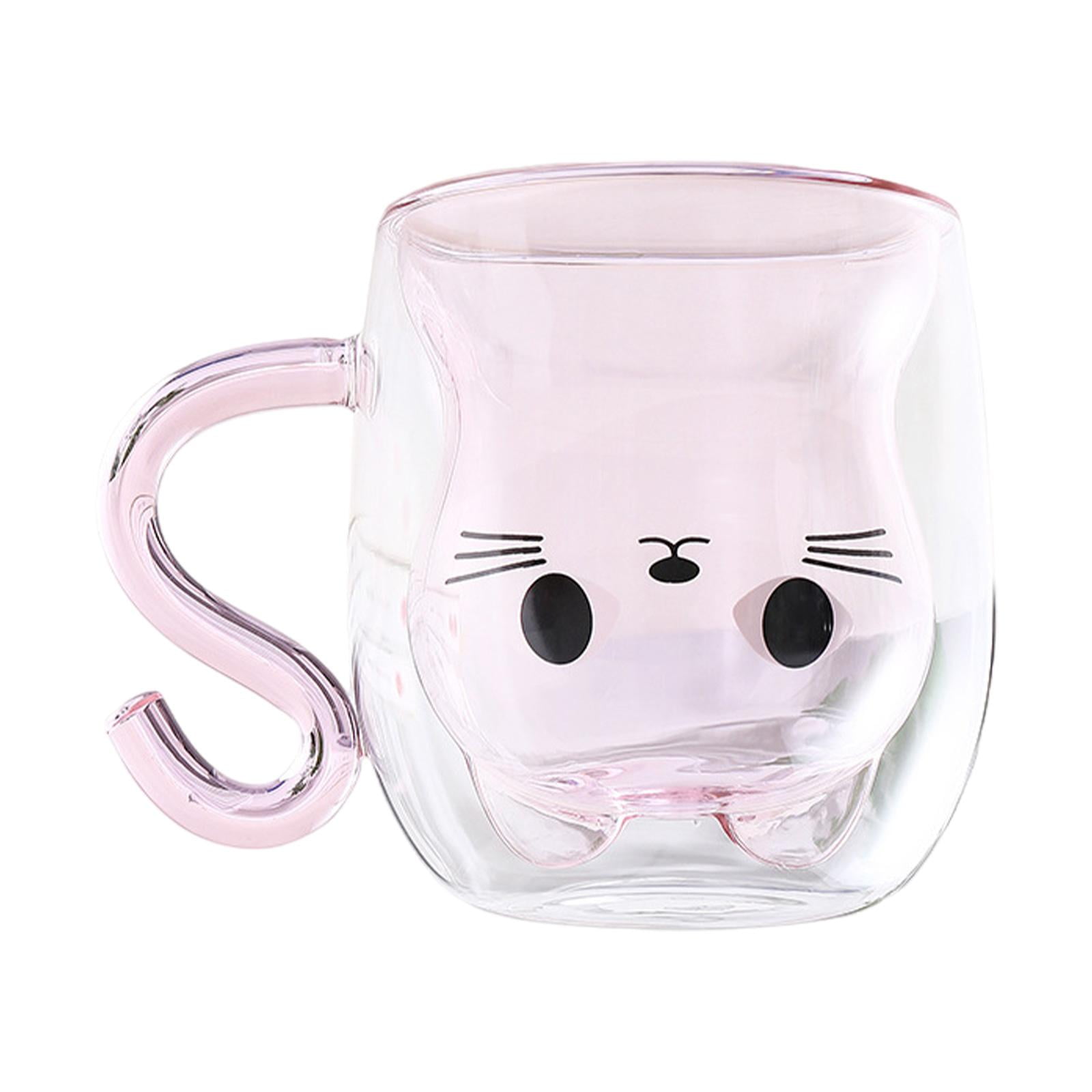 Bothyi - Taza De Doble Pared, Taza De Café Y Té De Animales Para Niños, Regalo De Cumpleaños Del Día De San Valentín, Mango De Gato Rosa
