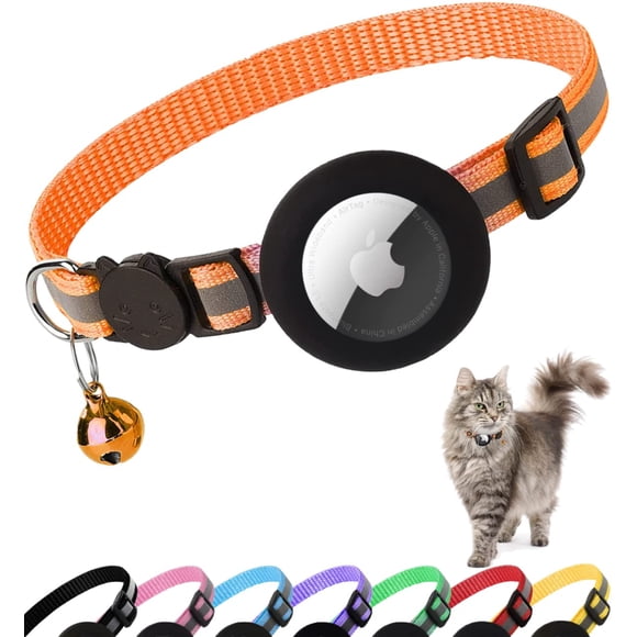 Collar para gatos Dgerp Airtag Breakaway Reflective con campana naranja