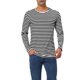 thumbnail image 1 of INSPIRE CHIC Camiseta de Hombre Cuello Redondo a Rayas Manga Larga Jersey Top 50 Blanco Negro, 1 of 7