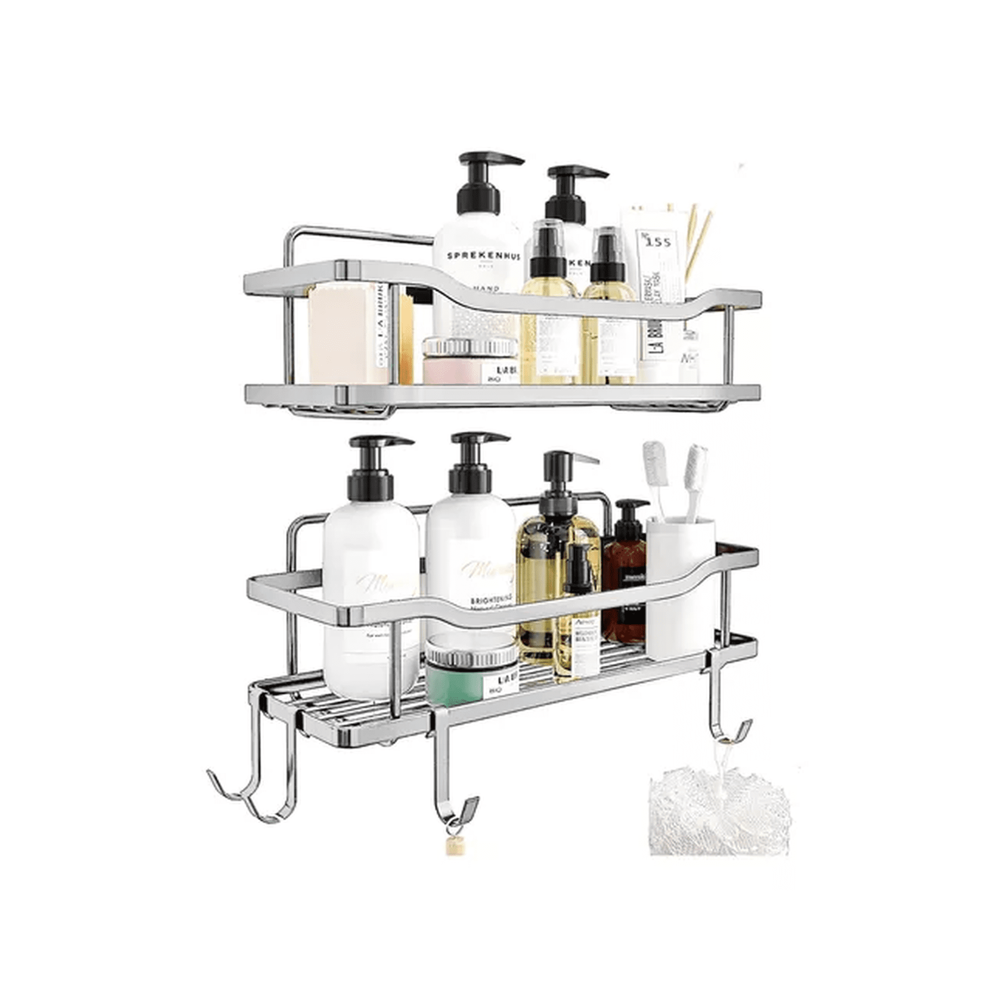 Genérico - Organizador De Ducha Repisa Baño Adhesivo Set 2 Inoxidable Blanco